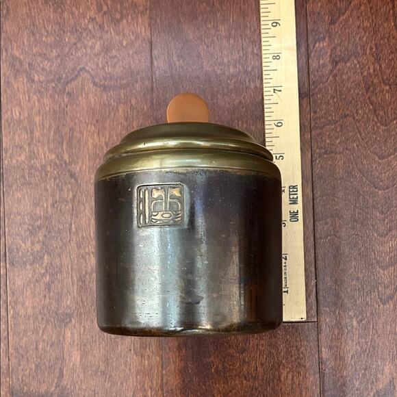 Vintage Benedict Maya Bronze Tobacco Humidor Container with Bakelite Handle - Picture 15 of 16